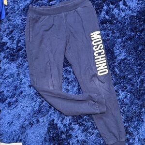 Moschino Kids Blue Sweatpants with White Logo